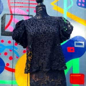 Sheet pola dot ruffle sleeve blouse